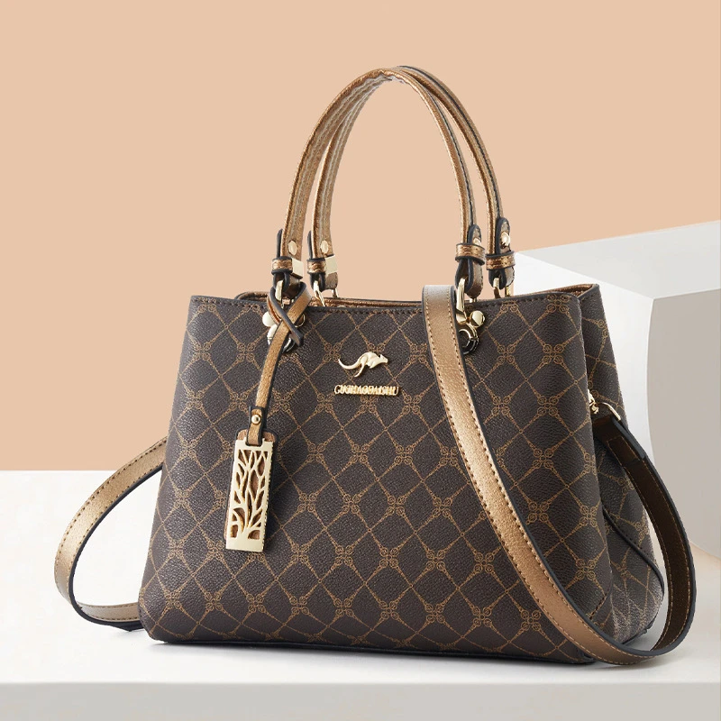 玫瑰袋鼠女包2025新款时尚真皮女士手提包百搭斜挎单肩包节日送礼