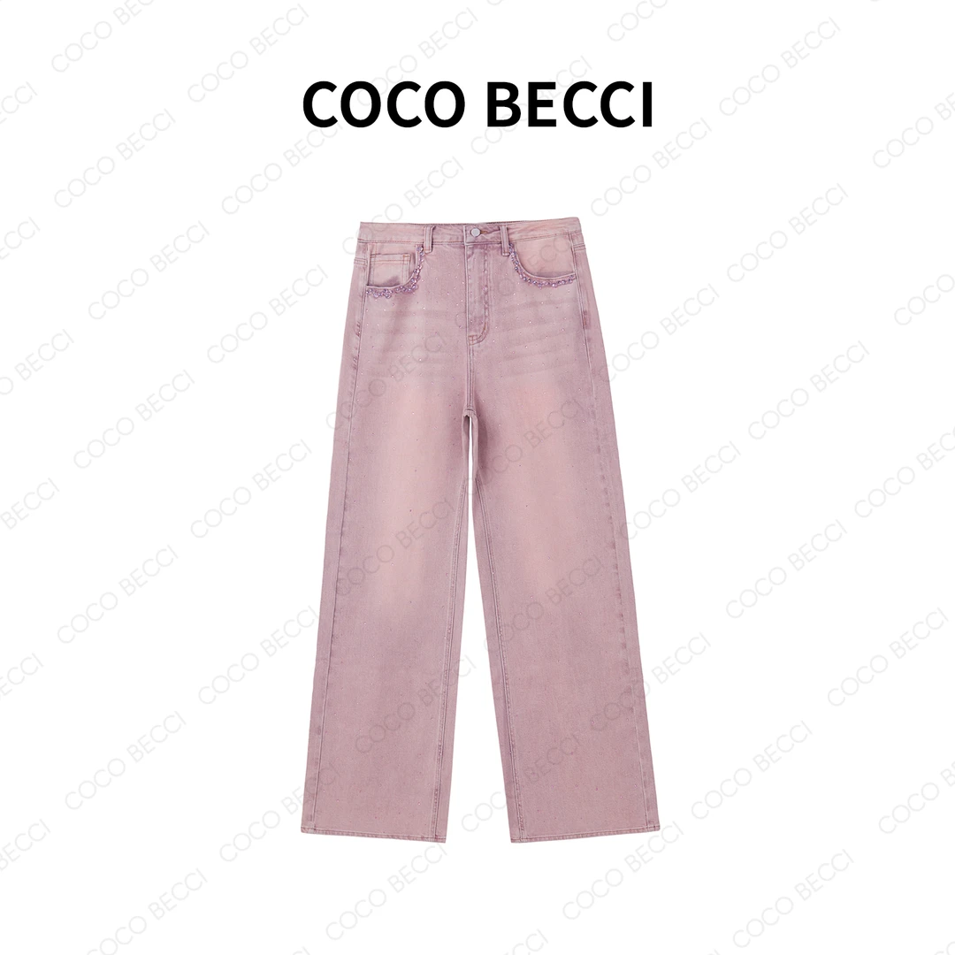 COCO BECCI烫钻显瘦腮红牛仔裤YT24YSU620001