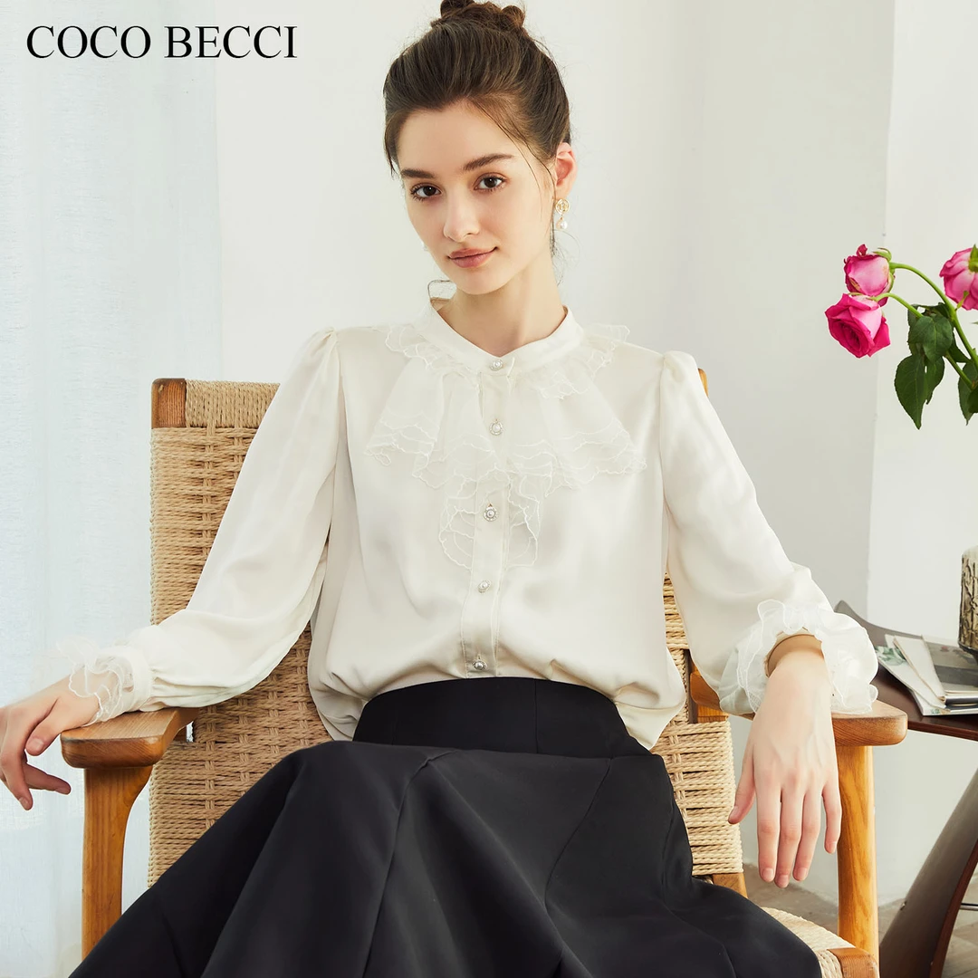 COCO BECCI【白玫瑰】简约纯色衬衫YT24YA100006