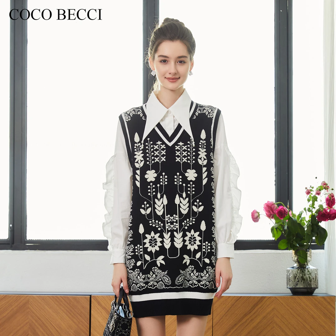 COCO BECCI【花间女神】假两件针织YT24YW300004