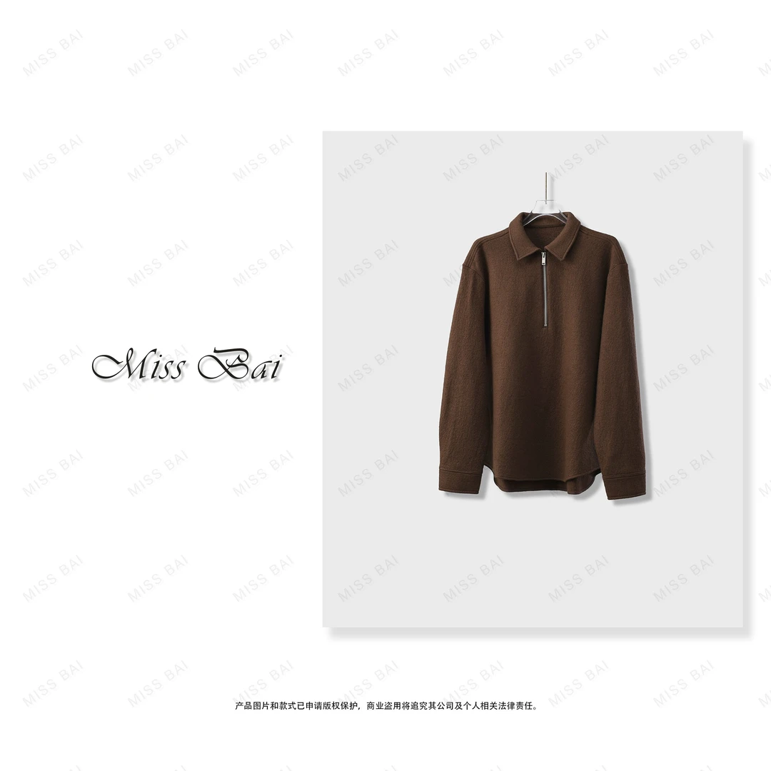 YIWEN-时尚简约款翻领休闲衫MS1037