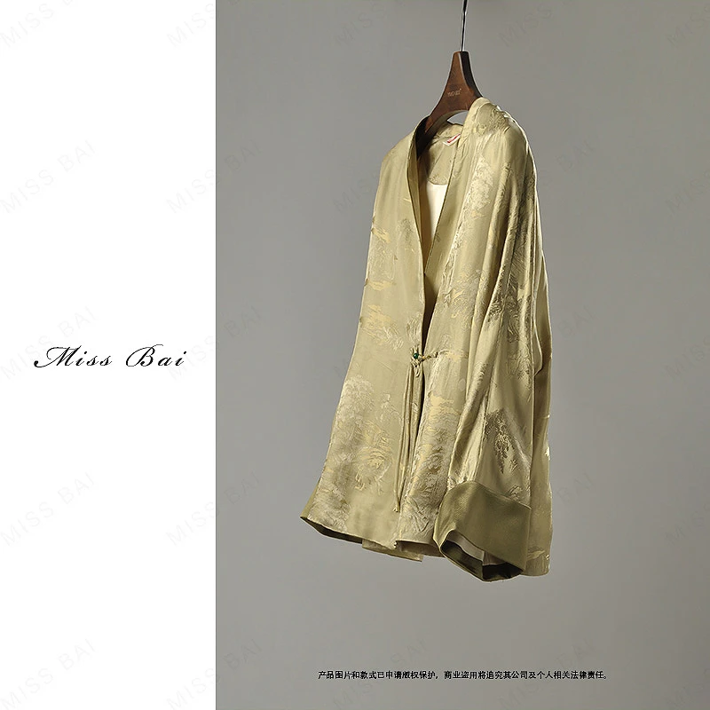 YIWEN-【竹林七贤】高级感时尚减龄款百搭桑蚕丝外套WTX020