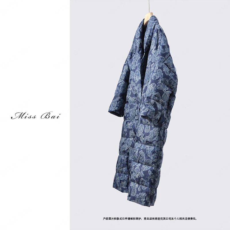 YIWEN-高品质宽松中长款白鹅绒服YR3791