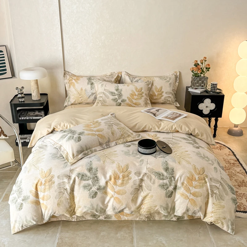 秋冬新款纯棉加厚磨毛四件套印花床单被套床上用品1.8m床双人被罩