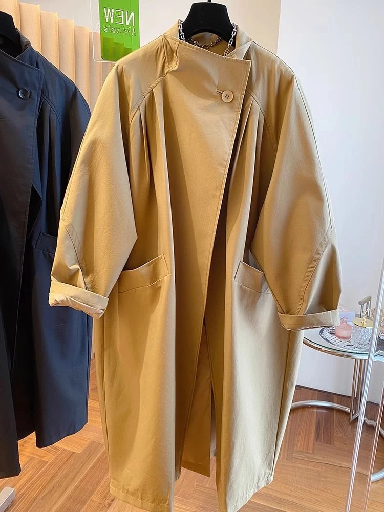 0197爆款高级立领2024秋季新款超好看休闲中长款小个子风衣外套