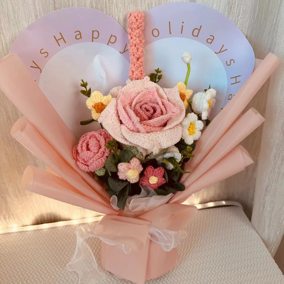 成品手工钩织编制毛线永生花泰玫母亲节 生日创意款式礼品