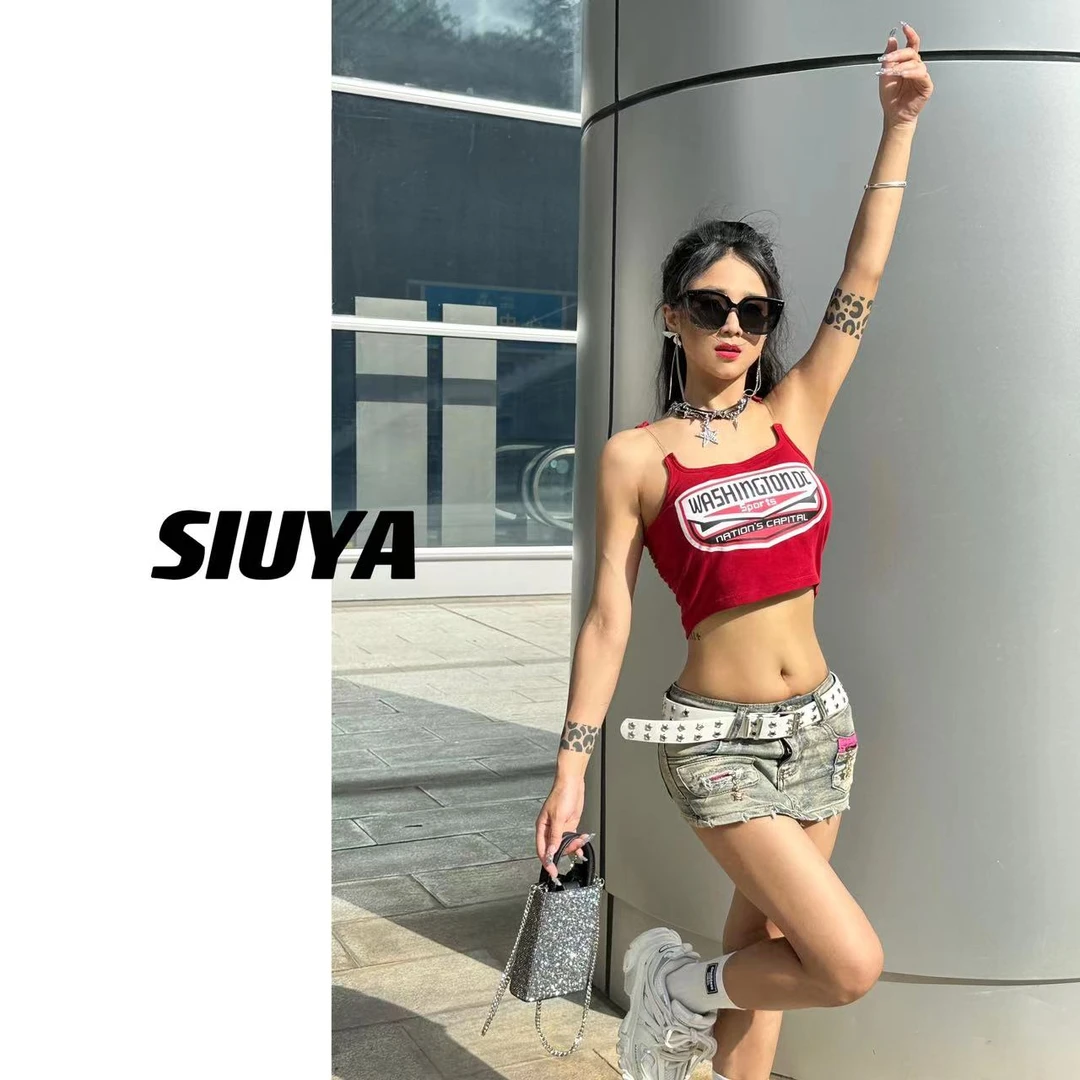 【青苍】鱼骨吊带带胸垫显瘦修身短款紧身上衣NO退NO换 想清楚再拍