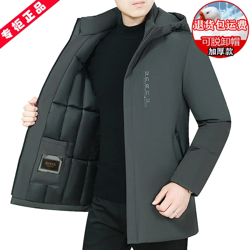 冬季新品名牌断码冬季羽绒服男中年中长款超厚保暖宽松休闲羽绒外