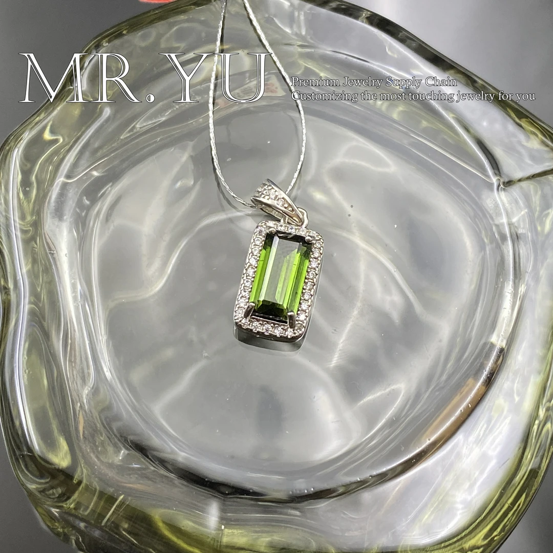 天然碧玺s925银吊坠气质轻奢时尚小众精致百搭经典复古吊坠bx008