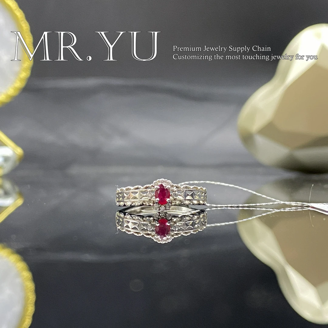 天然红宝石戒指气质轻奢时尚复古红色镶嵌hb42