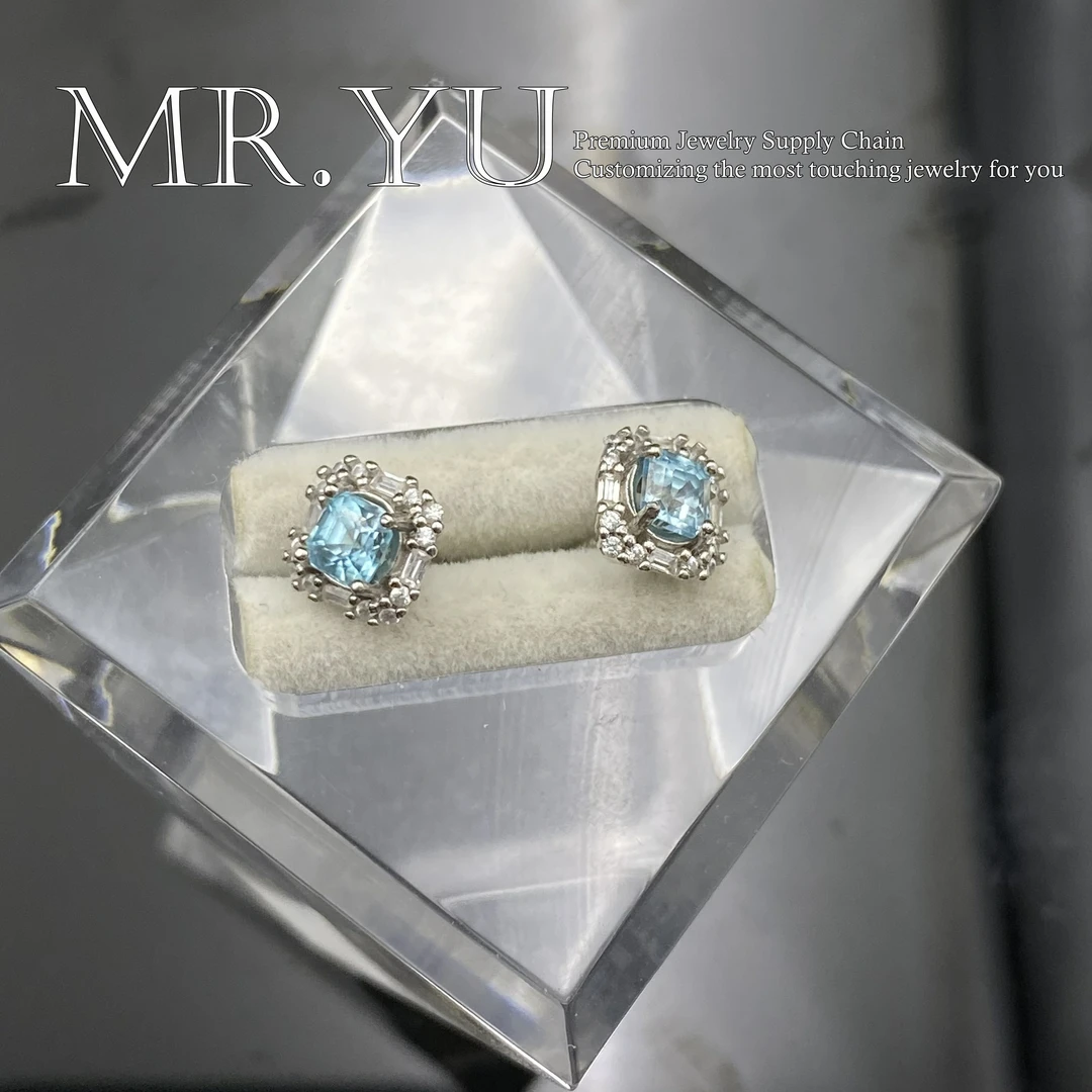 天然风信子锆石s925银耳钉精美四爪镶嵌华丽轻奢气质优雅耳钉fx01