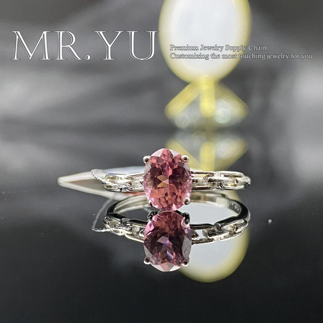 天然碧玺s925银戒指气质轻奢时尚简约经典精致小众开口戒指bx229