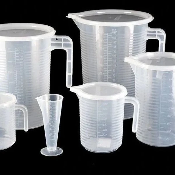 食品级加厚塑料量杯带刻度量筒烘焙奶茶店计量杯烧杯塑料带盖杯子