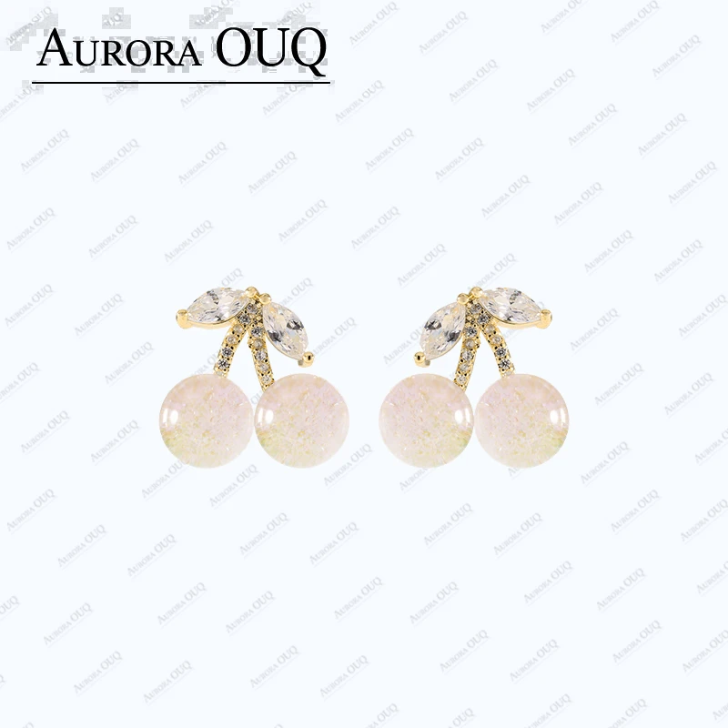 OuQ镀k金精致轻奢气质高级感小众樱桃耳钉首饰女款YE190705