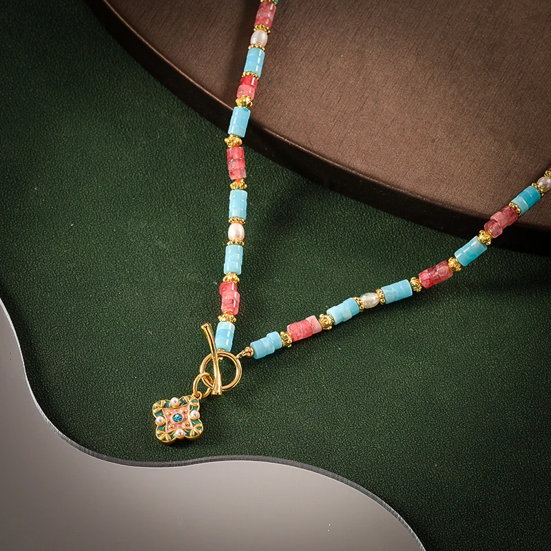 合金合成锆石项链 项链 【琴愿为你】气质轻奢糖果色女吊坠ZX160281