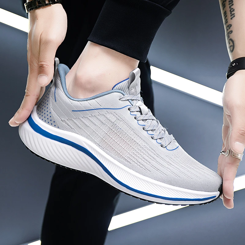 2024新款男鞋爆米花休闲透气情侣跑步运动鞋百搭时尚软底网面潮鞋