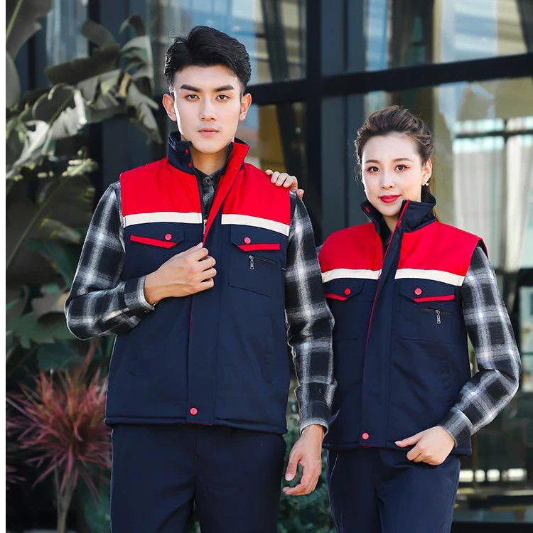 工作服马甲工地棉男女马夹加厚汽修车间坎肩工装反光条劳保定制
