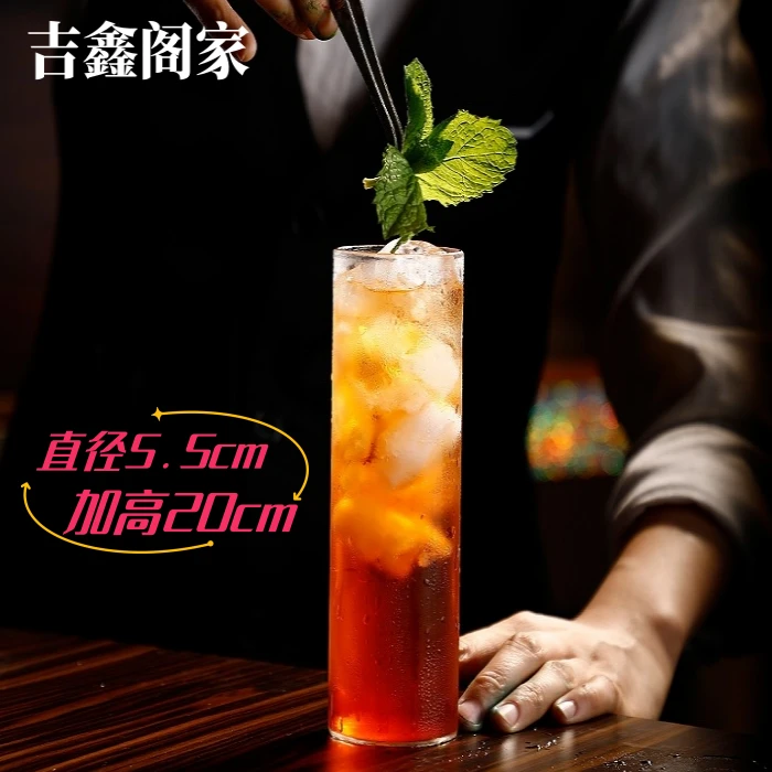 高硼硅耐热玻璃加长柯林杯长杯子绿茶冷饮调酒杯鸡尾酒杯子酒吧杯