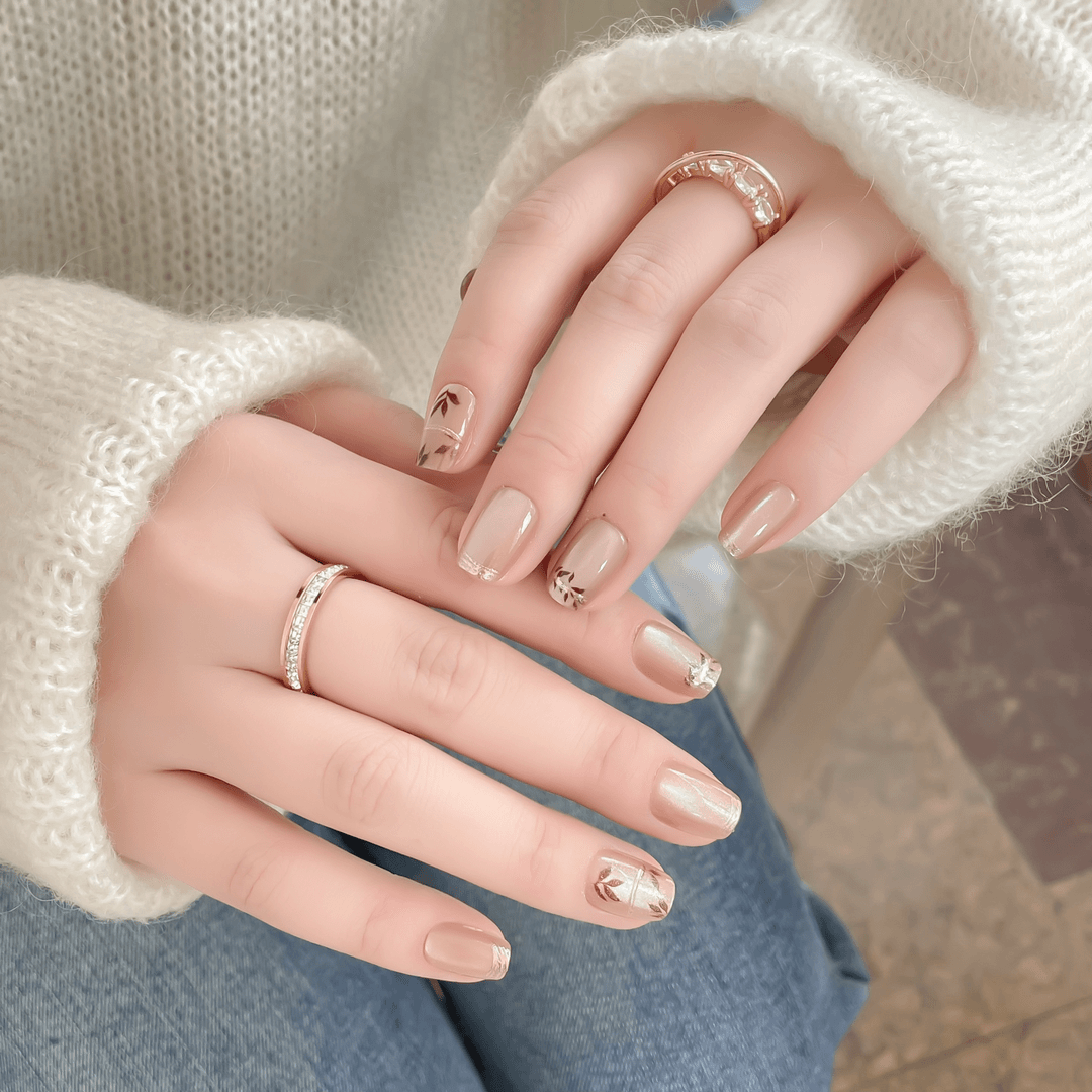 【枫】简约裸透爆闪无痕穿戴式穿戴甲美甲贴片