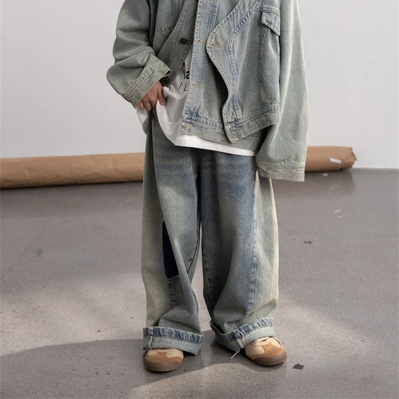 织里春夏童装韩版2024新款男童拼缝贴布牛仔裤中小童宝宝休闲裤