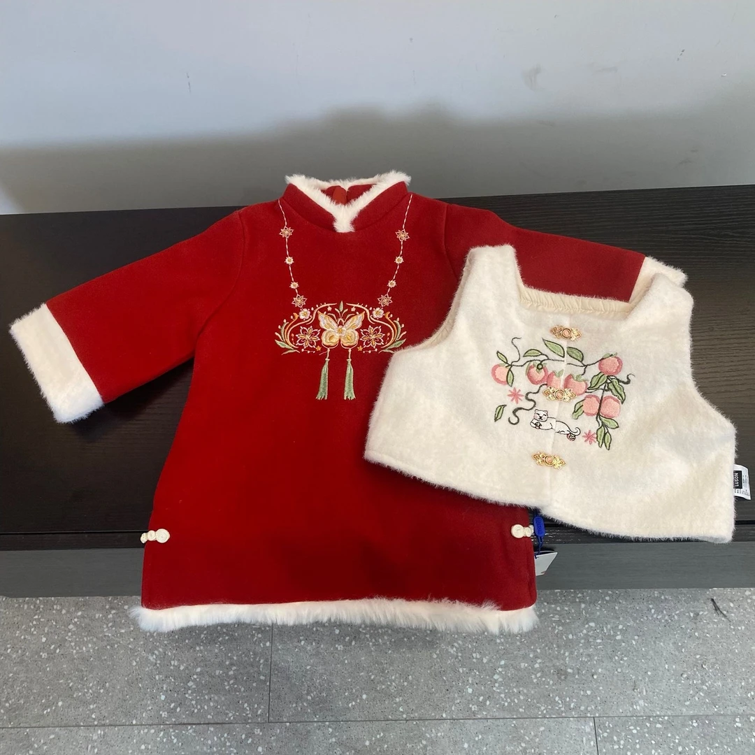 TBB秋冬装中国风唐装两件套裙套装国风中小童年服