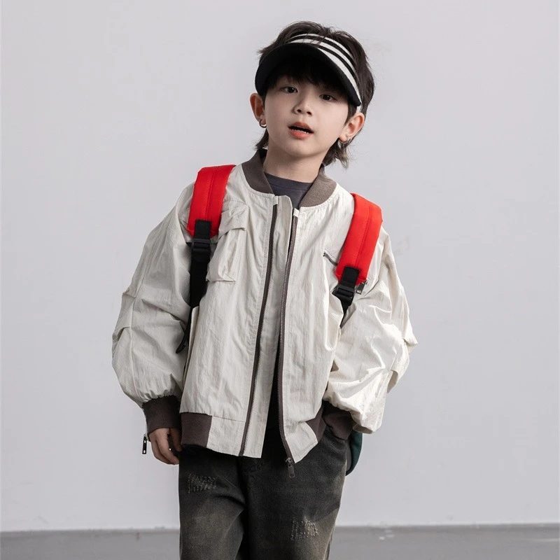 织里春夏童装韩版2024新款男童开衫夹克中小童宝宝纯色百搭外套