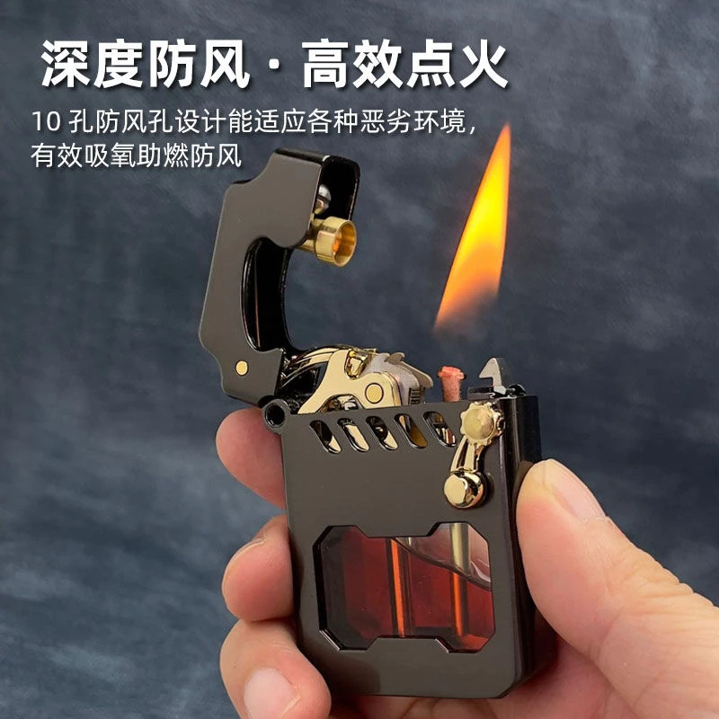ZORRO佐罗透明可视仓煤油打火机创意防风复古男士礼物个性网红
