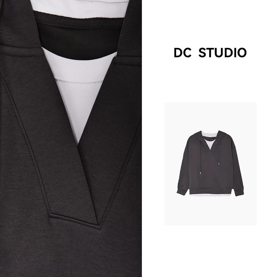 Syan【自在欢喜】2024秋冬新款时尚休闲复古简约假两件卫衣