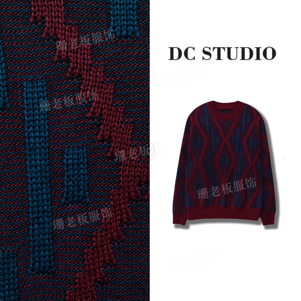 DC STUDIO【烈焰】2024秋冬新款针织宽松加厚提花圆领套头毛衣