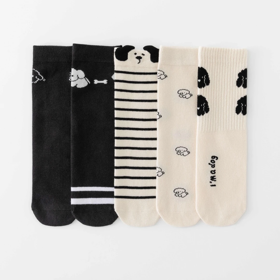 【儿童袜小狗系列】ins风儿童穿搭个性设计款无骨儿童中筒袜潮袜