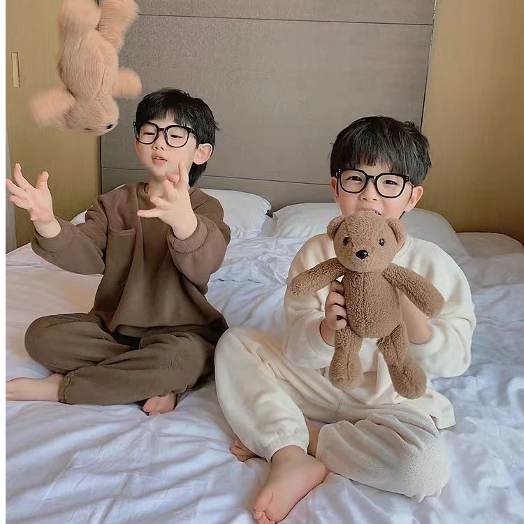 【Jimmy妈专属】云朵绒加绒加厚男女童长袖保暖舒适外出家居服套装