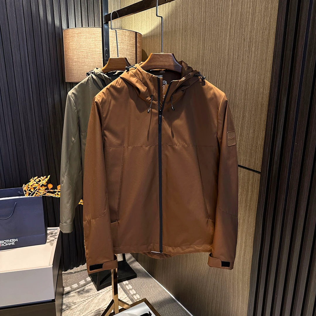 户外休闲！2025春季新款男士高档纯色连帽防风男款春款夹克外套