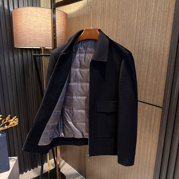 【气质商务男标配】25冬装高品质男士短款百搭翻领针织羽绒服外套