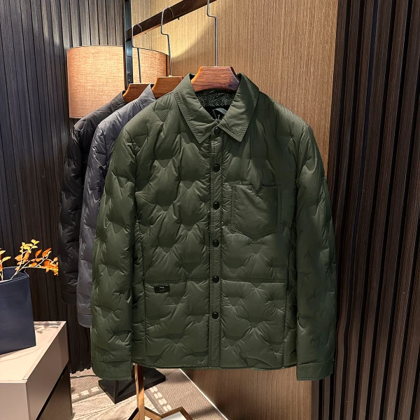 轻薄保暖！25冬季新款男士简约百搭衬衫领翻领90白鸭绒羽绒服外套