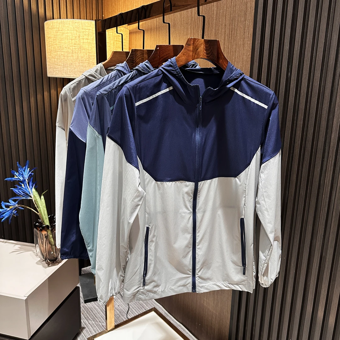 轻量级防晒利器 夏季男士薄款夹克速干透气连帽撞色防晒衣服男款