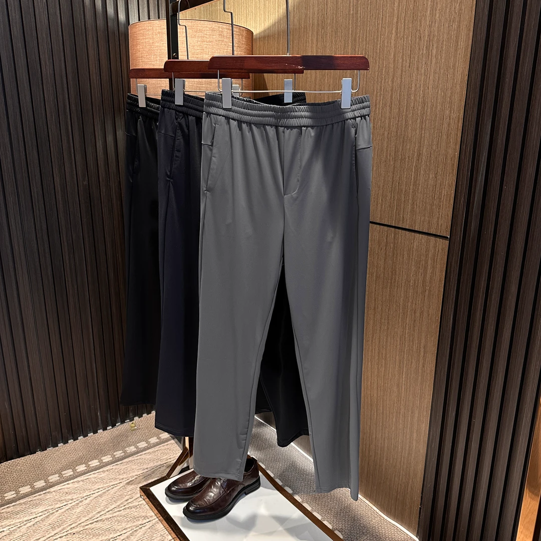 清凉一夏！舒适垂感冰丝面膜裤！夏季男士纯色百搭透气户外休闲裤