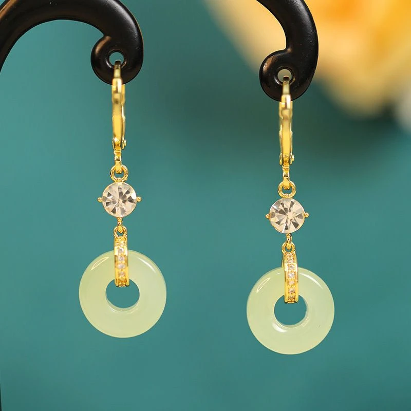 铜合金耳饰 【2025年新款】平安扣女气质百搭复古优雅耳饰