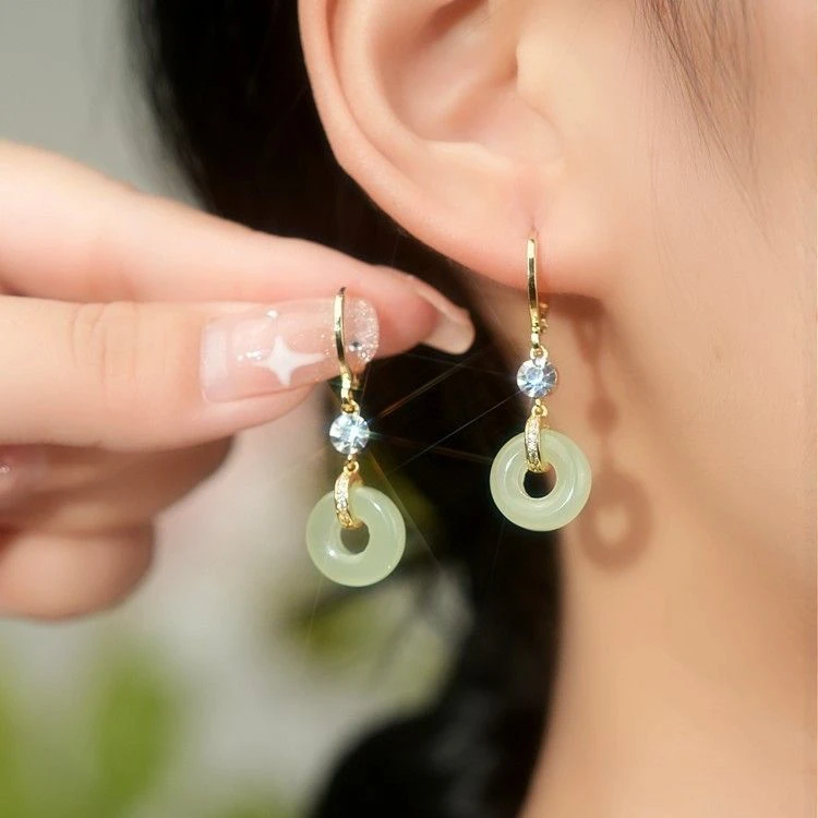 铜合金耳饰 【2025爆款】环环相扣 平安扣女气质百搭复古优雅耳饰