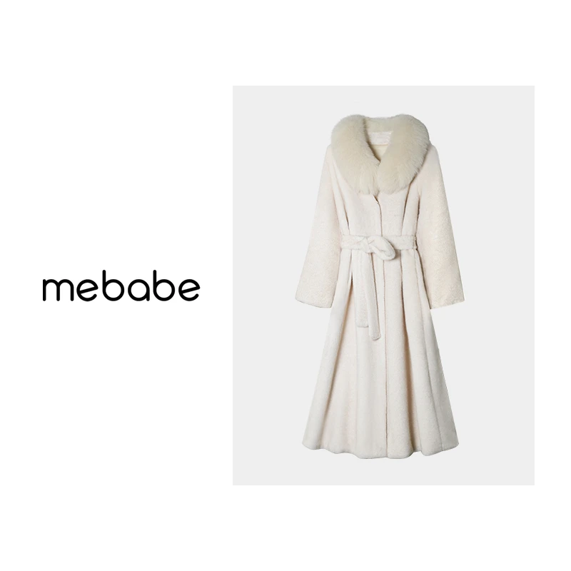 孙小桔【皎月】冬季设计师款毛领保暖长款毛绒外套女24DPX320