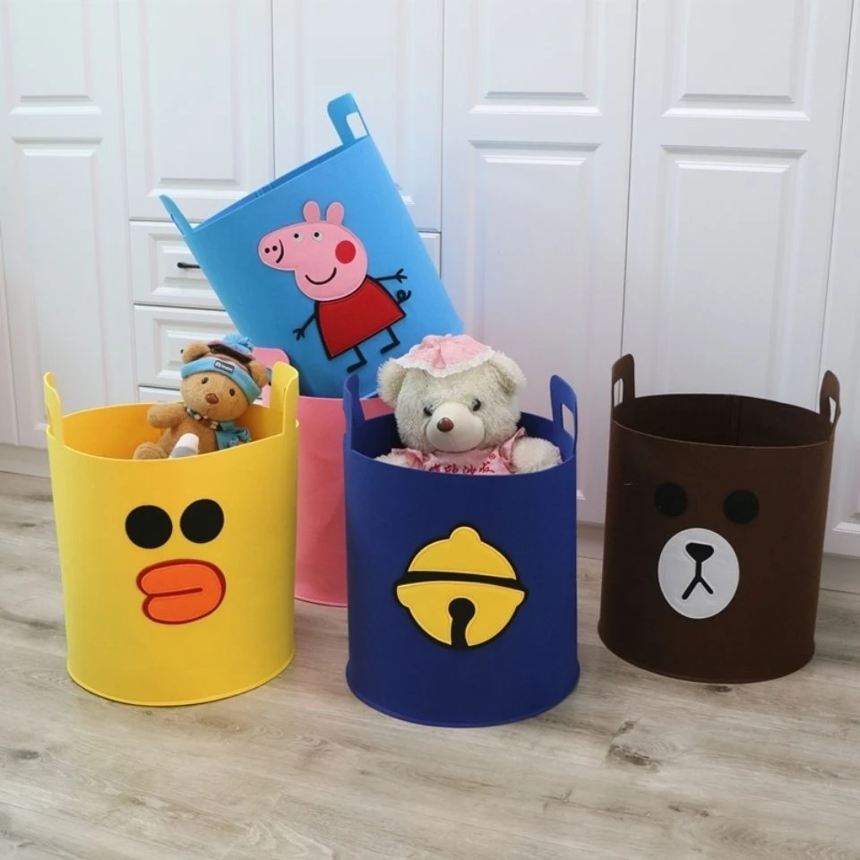 卡通儿童玩具收纳脏衣服杂物收纳桶大容量收纳桶布艺收纳桶毛毡桶