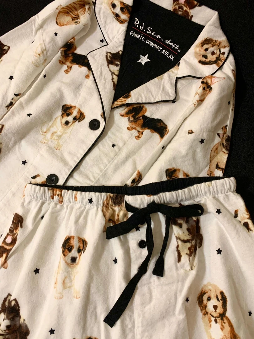 100%纯棉！出口美国PJS！秋冬磨毛柔软轻奢睡衣套装