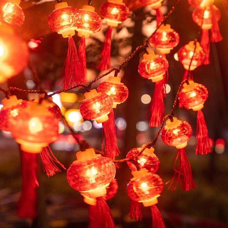 新年蛇年红灯笼小彩灯闪灯串灯满天星春节庭院家用小红灯笼灯串