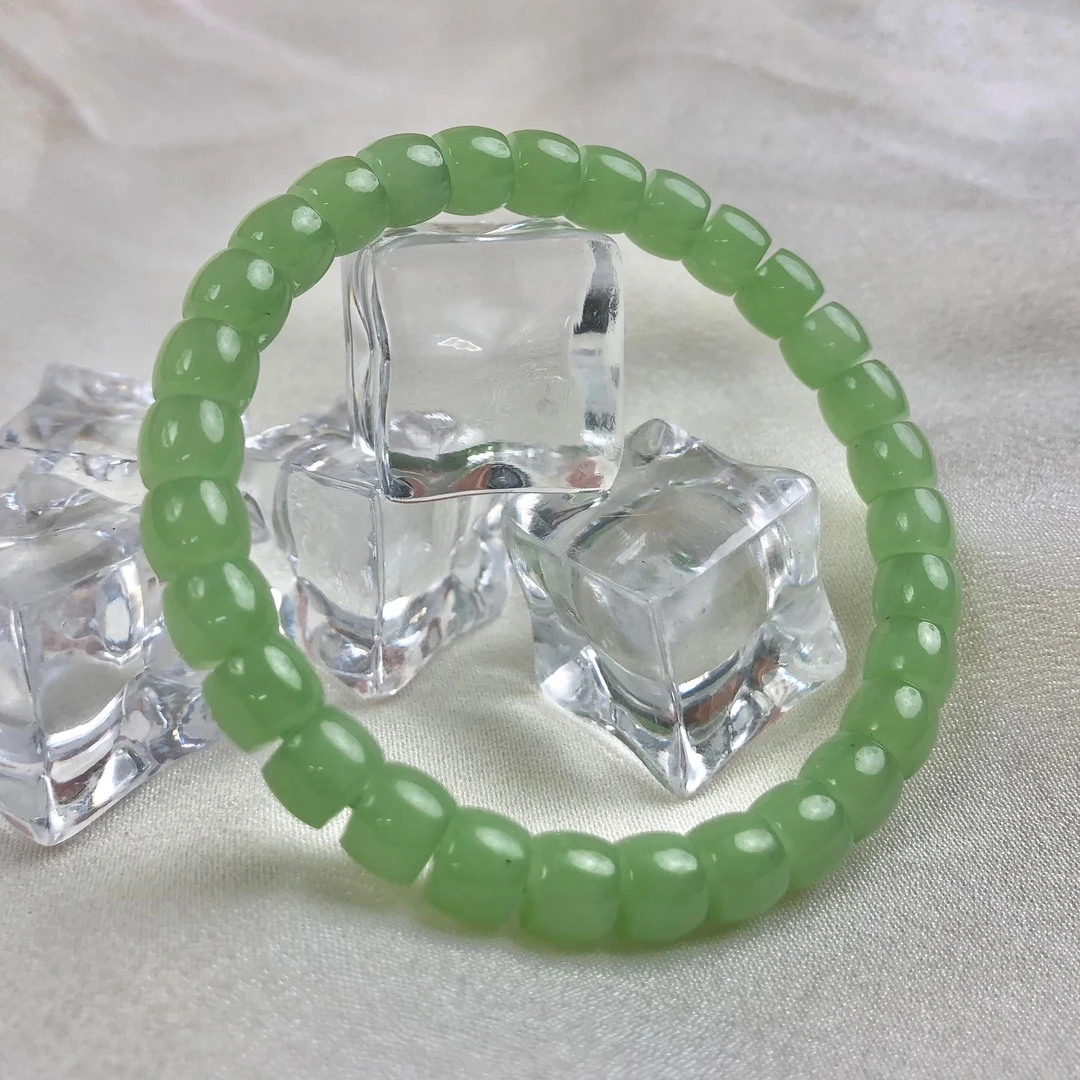 [玉结缘]和田碧玉±6*7mm高饱和苹果绿猕猴桃单圈微矿点多样发一