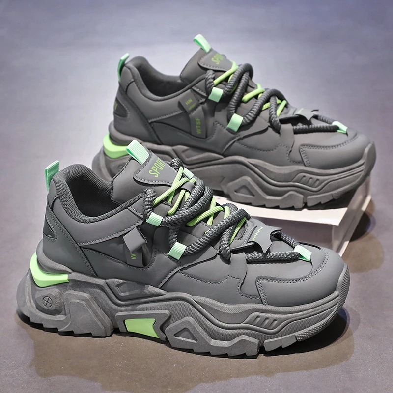 春季男鞋新款松弛感透气男款潮流百搭内增高运动鞋休闲老爹鞋男