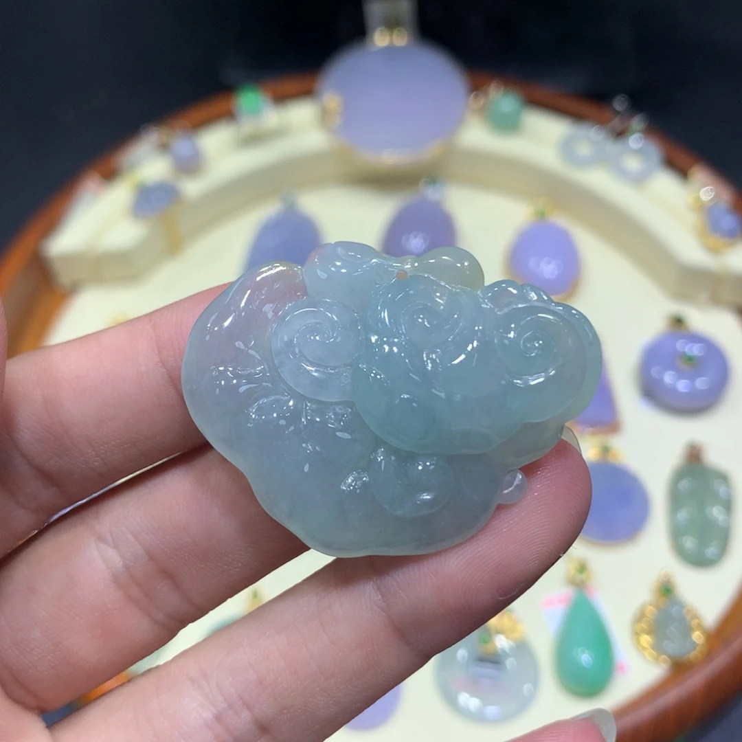 翡翠吊坠(不含链)18K金镶嵌