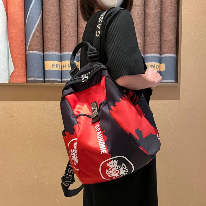 洋气个性中国风双肩包女2025新款时尚女士背包牛津布大容量旅行包