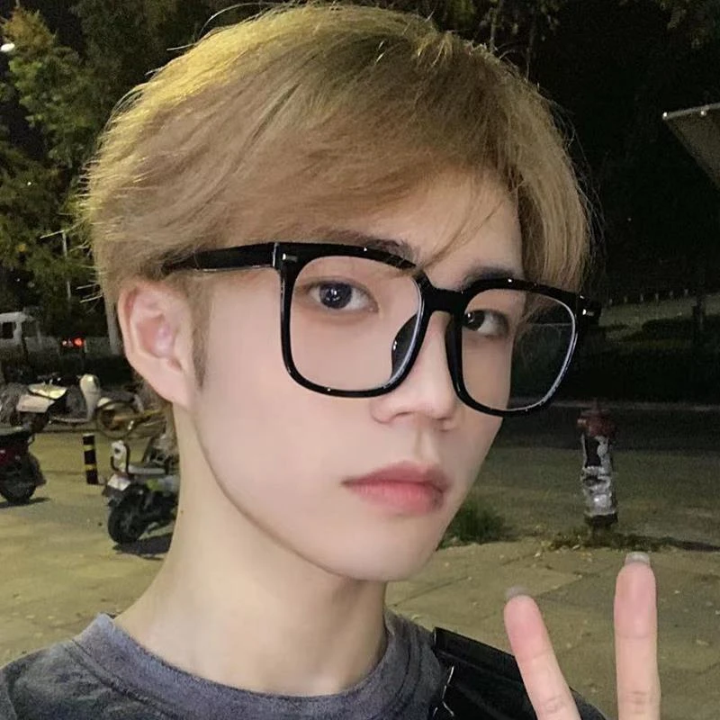 ins复古网红黑框眼镜男韩版方形大胖圆脸显瘦素颜近视可配度数
