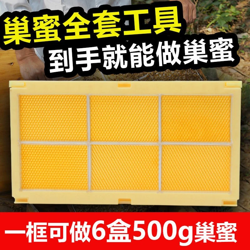 500克巢蜜框全套半透明蜂巢蜜盒子塑料巢蜜框架蜜蜂 畜牧工具巢框