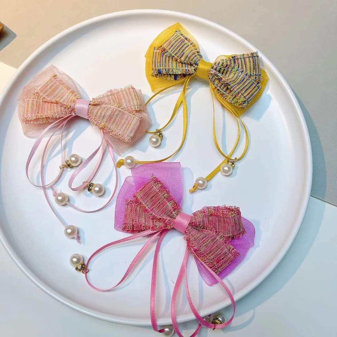 【俏萌宝】蝴蝶结飘带吊坠发夹可爱公主风女童发夹