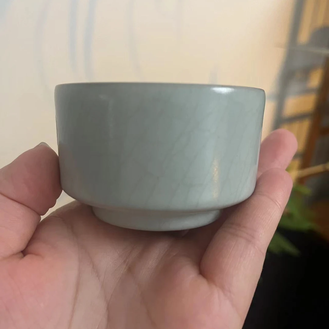 清凉寺汝官窑复烧第一人王国奇老师全手工月白釉手签唇口杯汝瓷